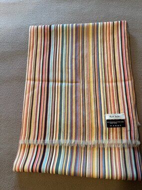 the CLASSIC Paul Smith Signature Stripe Scarf O/S 12" X 62" 100% Wool